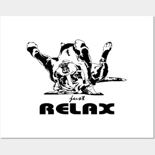 Funny Cute Boxer Dog saying just relax Posters and Art